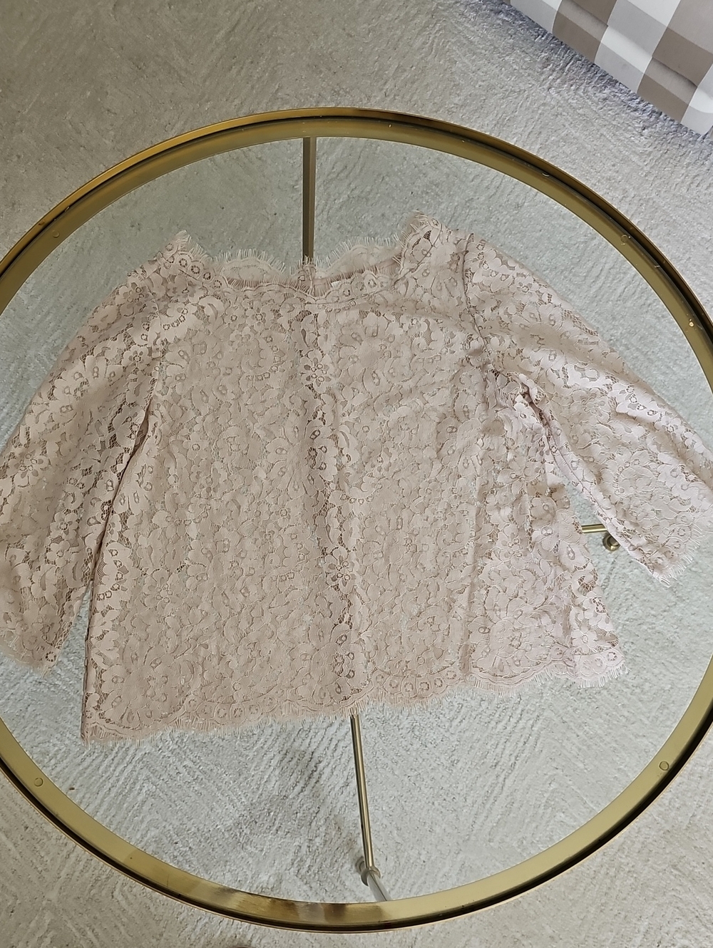 Joie Pale Blush Lace Boatneck Blouae